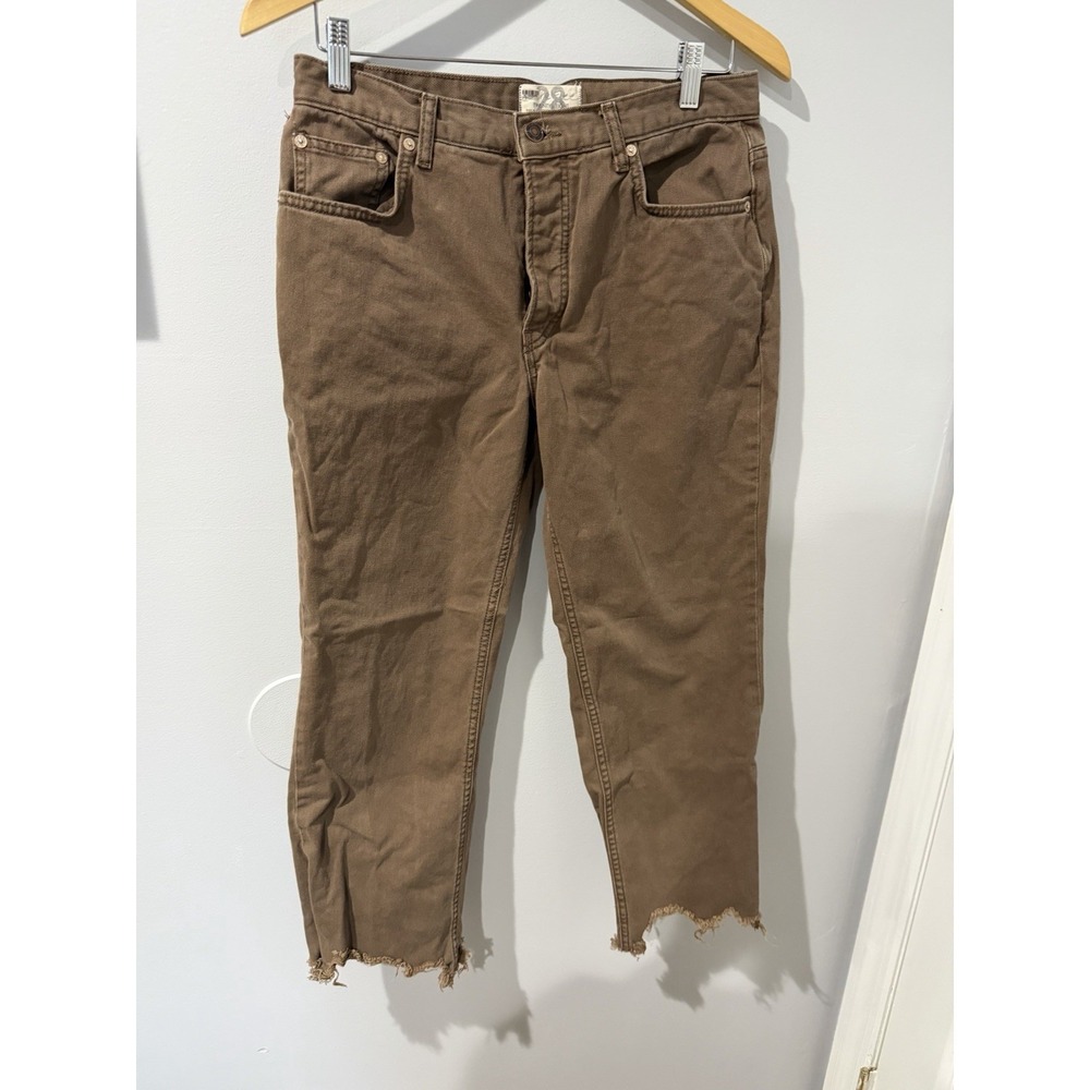 We The Free Free People Raw Hem Ankle Jeans Sienna Brown Sz 28 W